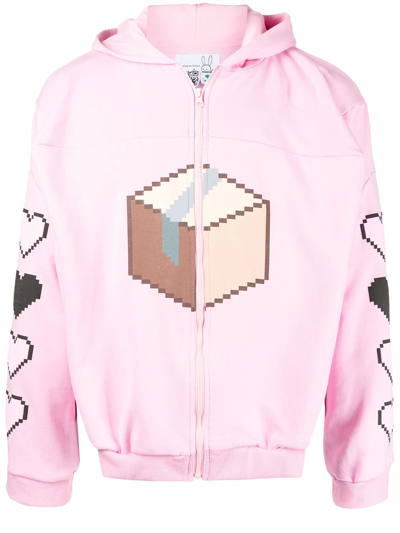 Shop Natasha Zinko 8-bit Box Zip Hoodie In Pink