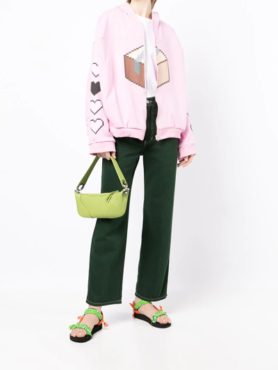 Natasha Zinko Box Print Zip-up Hoodie In Pink