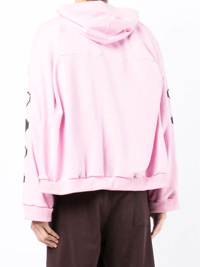 Natasha Zinko Box Print Zip-up Hoodie In Pink