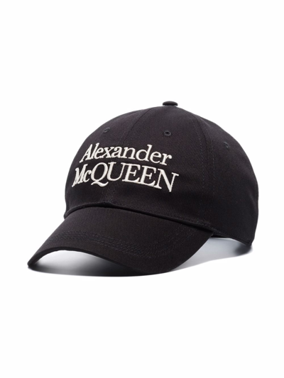 Alexander Mcqueen Embroidered Cotton-twill Baseball Cap In Schwarz