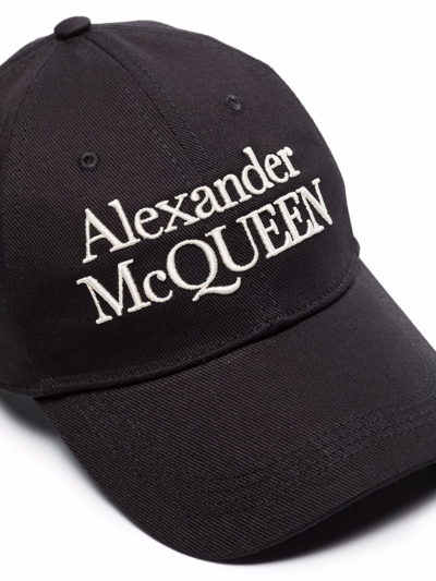 Alexander Mcqueen Embroidered Cotton-twill Baseball Cap In Schwarz