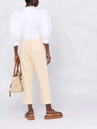 Shop Forte Forte Tapered Cotton-linen Trousers In Neutrals