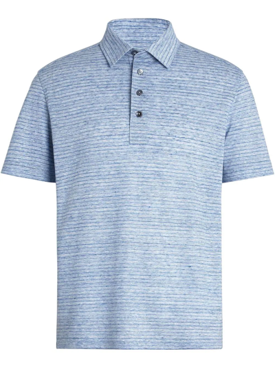 Shop Ermenegildo Zegna Melangé-effect Polo Short In Blau