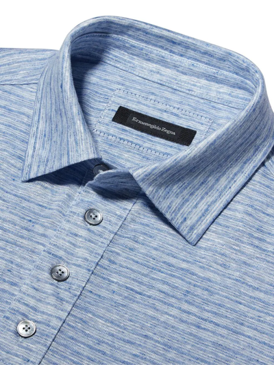 Shop Ermenegildo Zegna Melangé-effect Polo Short In Blau