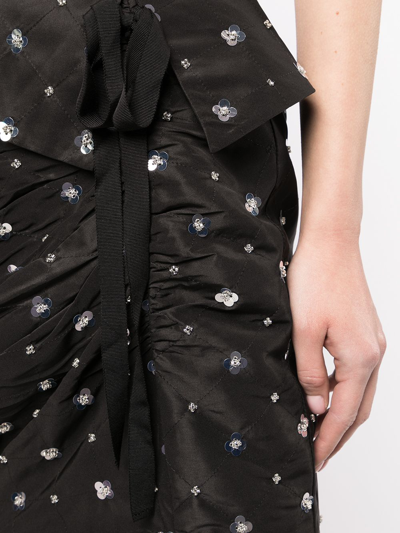 Self-portrait Sequin-embellished Ruched Mini Skirt In Schwarz