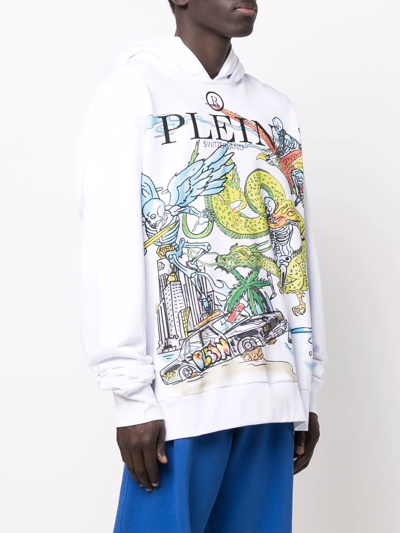 Shop Philipp Plein Graphic-print Pullover Hoodie In White