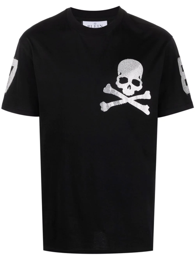 Shop Philipp Plein Embellished Skull-print T-shirt In Black