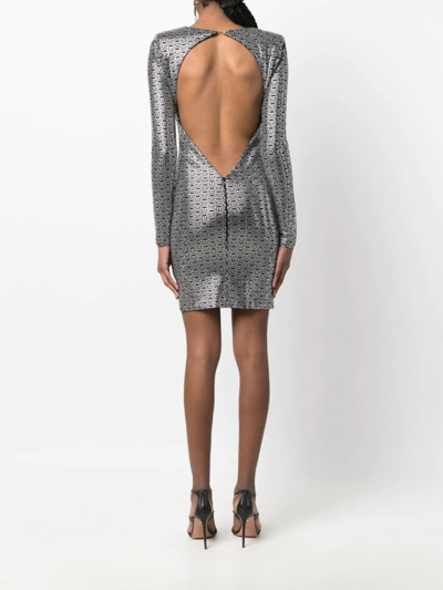 Shop Philipp Plein Crystal-embellished Long-sleeve Mini Dress In Black