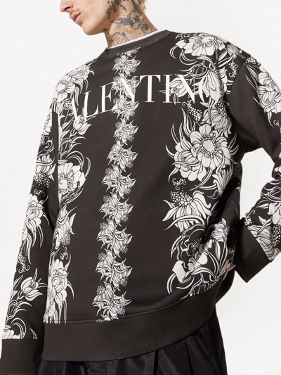 Shop Valentino Logo-print Long-sleeve Sweatshirt In Black