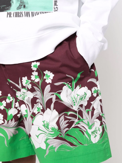 Valentino Floral-print Drawstring Shorts In Rot