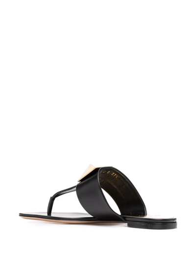 Valentino One Stud Leather Flat Sandals In Black