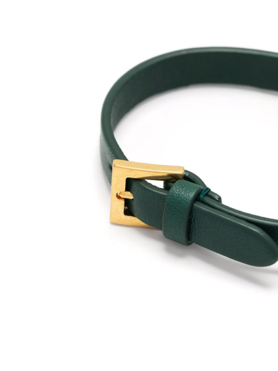 Shop Valentino Vlogo Signature Leather Bracelet In Green