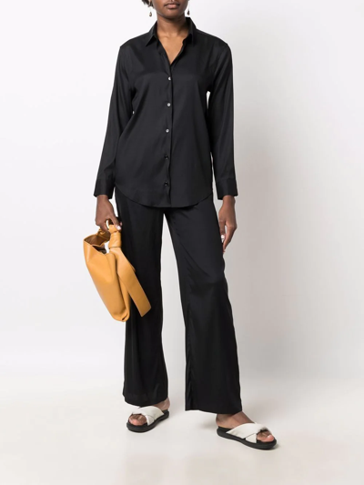 Shop Paula Long-sleeve Silk Shirt In Black