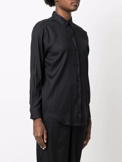 Shop Paula Long-sleeve Silk Shirt In Black