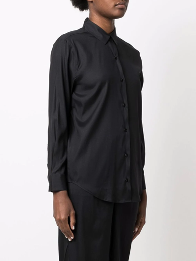 Paula Long-sleeve Silk Shirt In Black