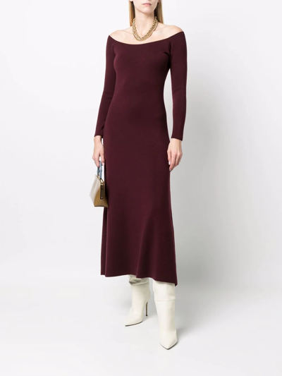 Paula Off-shoulder Knit Dress In Red