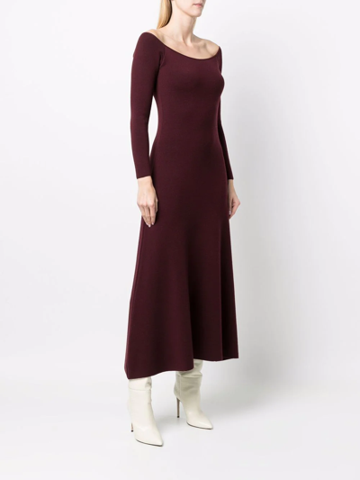 Paula Off-shoulder Knit Dress In Red