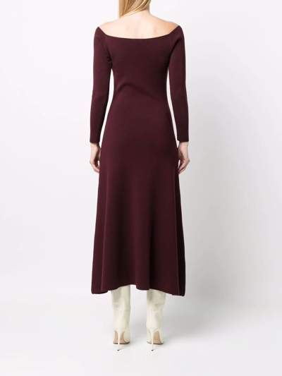 Paula Off-shoulder Knit Dress In Red