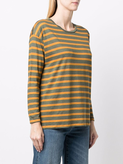 Shop Paula Stripe-print Linen T-shirt In Green