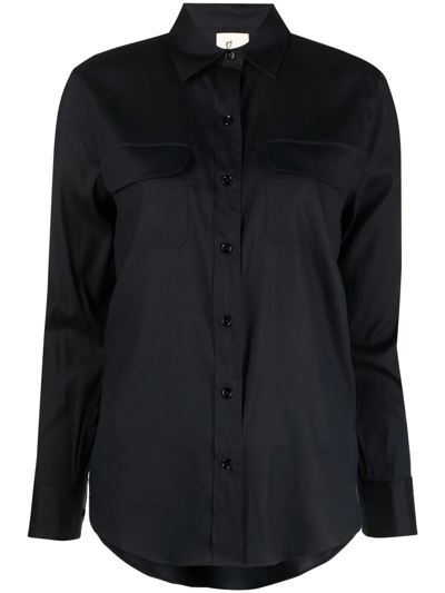 Shop Paula Long-sleeve Silk Shirt In Black