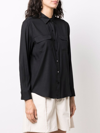 Shop Paula Long-sleeve Silk Shirt In Black