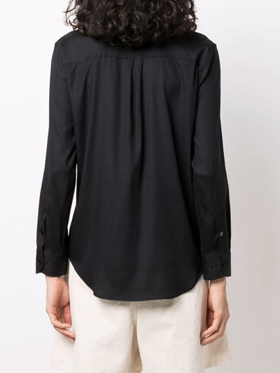 Shop Paula Long-sleeve Silk Shirt In Black