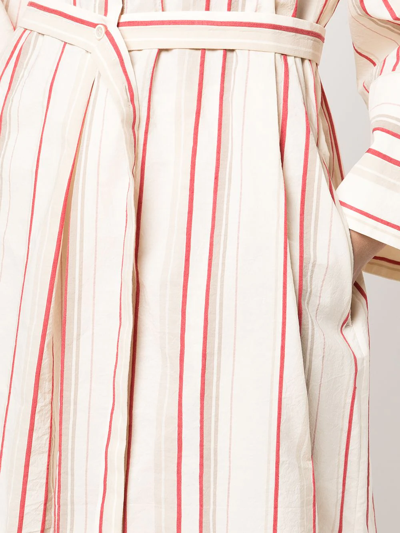 Shop Brunello Cucinelli Striped Pattern Shirt Dress In Nude