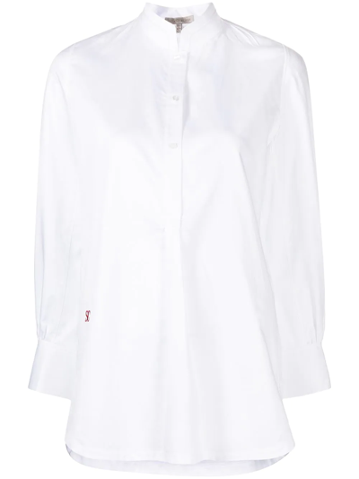 Shop Shiatzy Chen Cotton Mandarin-collar Shirt In White