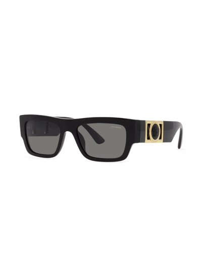 Shop Versace Logo-plaque Square-frame Sunglasses In Grey