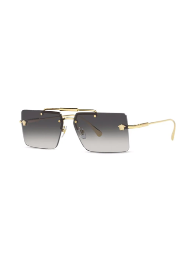 Versace 60mm Gradient Rectangular Sunglasses In Gray