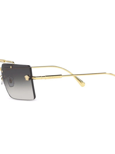 Versace 60mm Gradient Rectangular Sunglasses In Gray