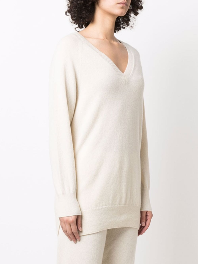 Shop Paula V-neck Cashmere Jumper In Neutrals