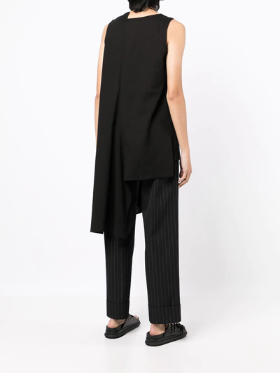 Shop Y's Asymmetrical Draped Sleeveless Top In Schwarz