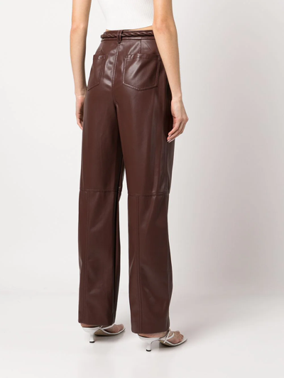 Shop Jonathan Simkhai Dasha Vegan Leather Trousers In Braun