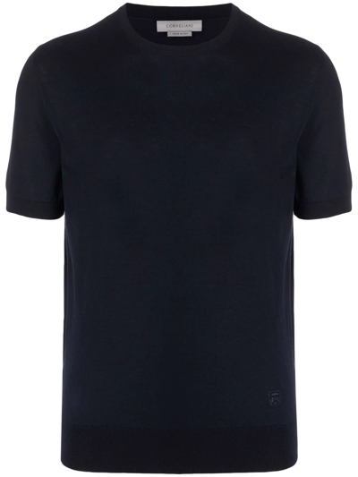 Shop Corneliani Short-sleeve Knit Top In Blau