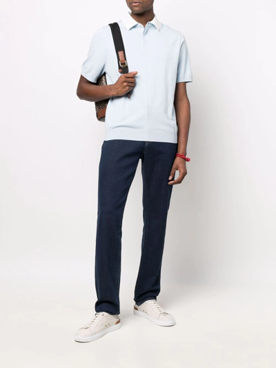 Shop Canali Mid-rise Tapered Jeans In Blau