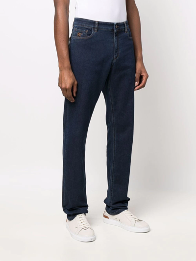 Shop Canali Mid-rise Tapered Jeans In Blau