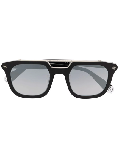 Shop Philipp Plein Eyewear Top Bar Square-frame Sunglasses In Black