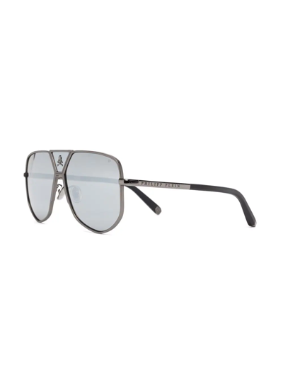 Shop Philipp Plein Eyewear Tinted Pilot-frame Sunglasses In Grey