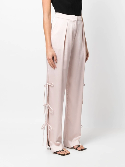 Shop Act N°1 Bow-detail Satin-finish Trousers In Pink