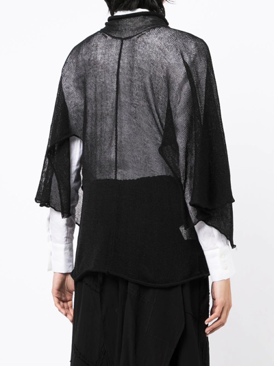 Shop Yohji Yamamoto Slit-sleeve Fine-knit Top In Schwarz