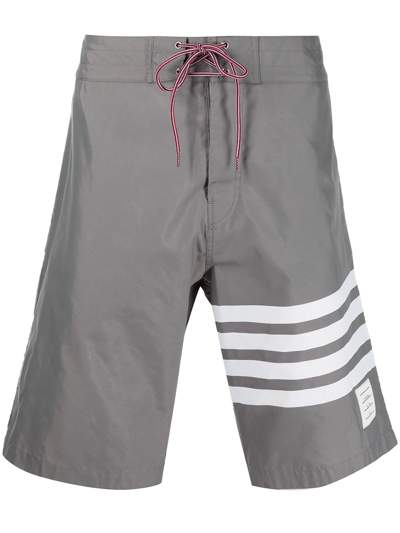 Shop Thom Browne 4-bar Board Shorts In Grau