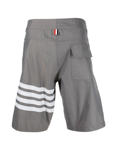 Shop Thom Browne 4-bar Board Shorts In Grau