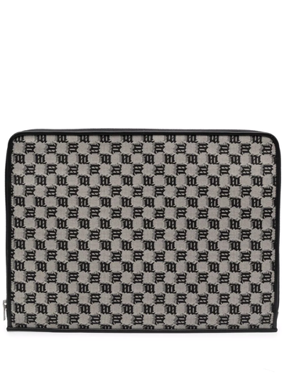 Shop Misbhv Monogram Leather Clutch Bag In Grau