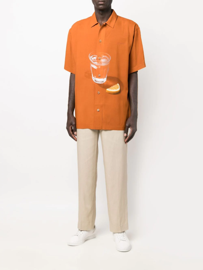 Shop Jacquemus La Chemise Moisson Lemon Water Short-sleeve Shirt In Orange