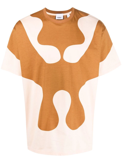 Shop Burberry Reconstructed-print T-shirt In Orange