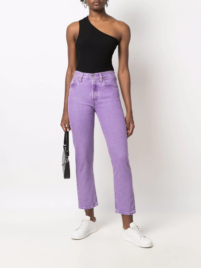 Levi's 501 Cropped Cherry-patch Jeans In Violett