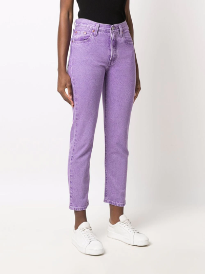 Levi's 501 Cropped Cherry-patch Jeans In Violett
