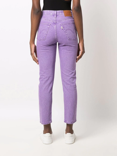 Levi's 501 Cropped Cherry-patch Jeans In Violett