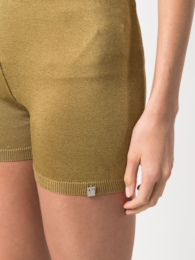 Shop Alyx Metallic-thread Knit Shorts In Gold